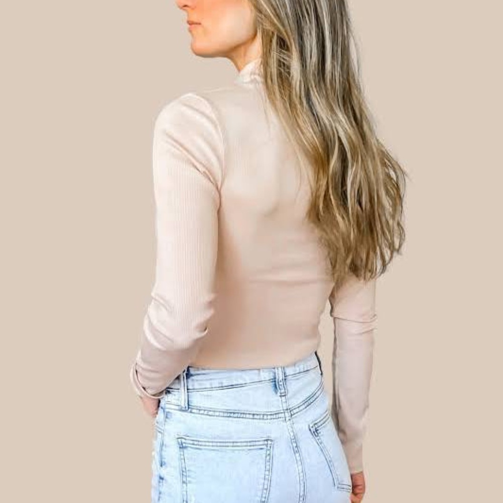 ANTHROPOLOGIE MAEVE Mock Neck Ribbed Knit Long Sleeve Top - Picture 6 of 6